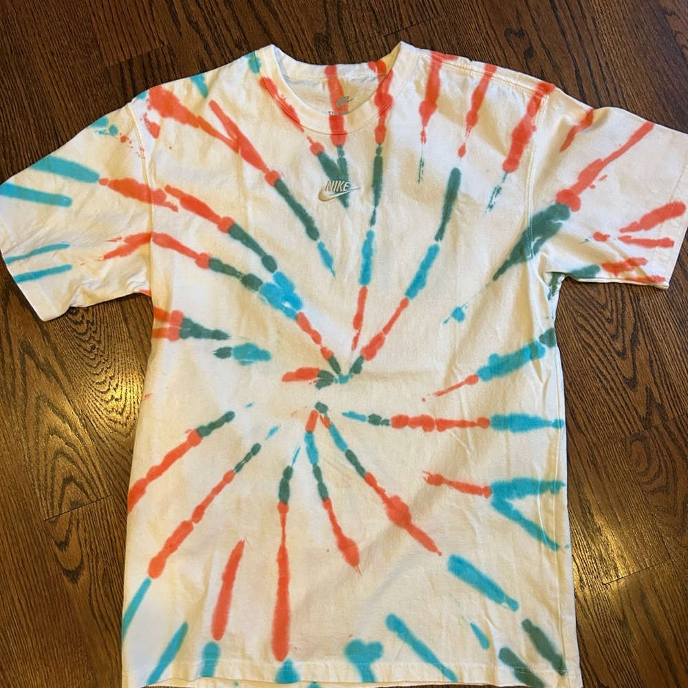 Nike Kids Spiral Tie-Dye Tee - Red, Blue, and White